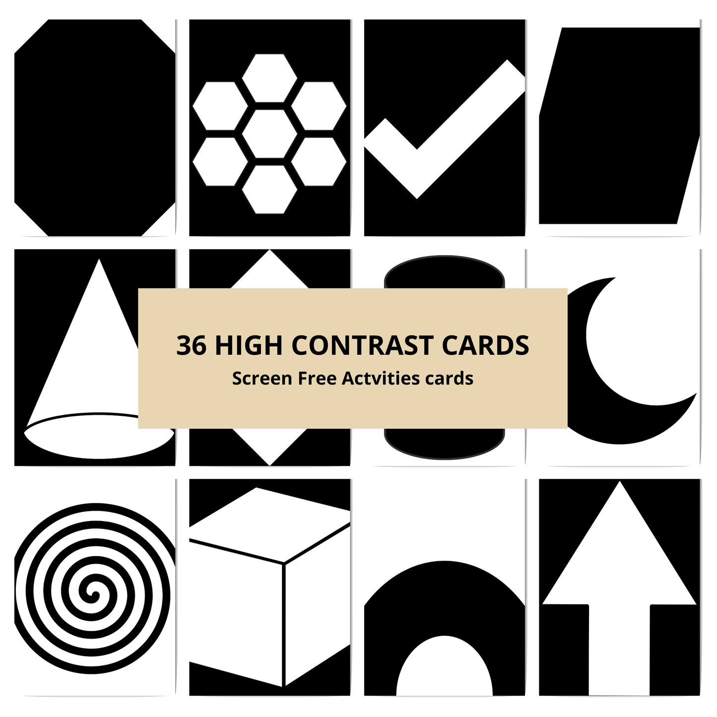 The "Visual Spark" High-Contrast System | 36 Developmental Shapes (0-6 Months)
